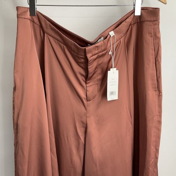 VINCE Satin Silky Luxurious Gold Rose XL Wide Leg Pants Office Party Evening - Picture 8 of 14